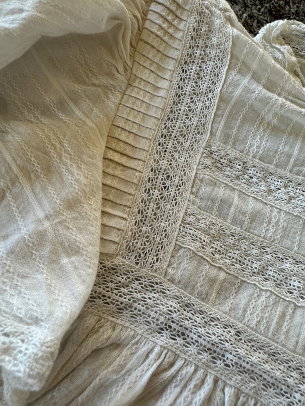 Victorian Edwardian Style White Ruffled Smocked Mini Babydoll Dress - Picture 2 of 9